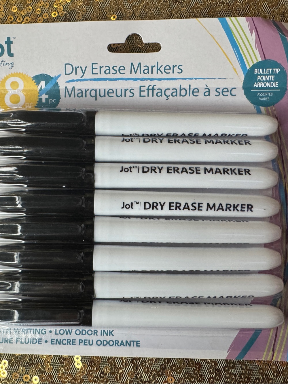 Jot Dry Erase Markers - Black and White Bullet Tip (8 pc)